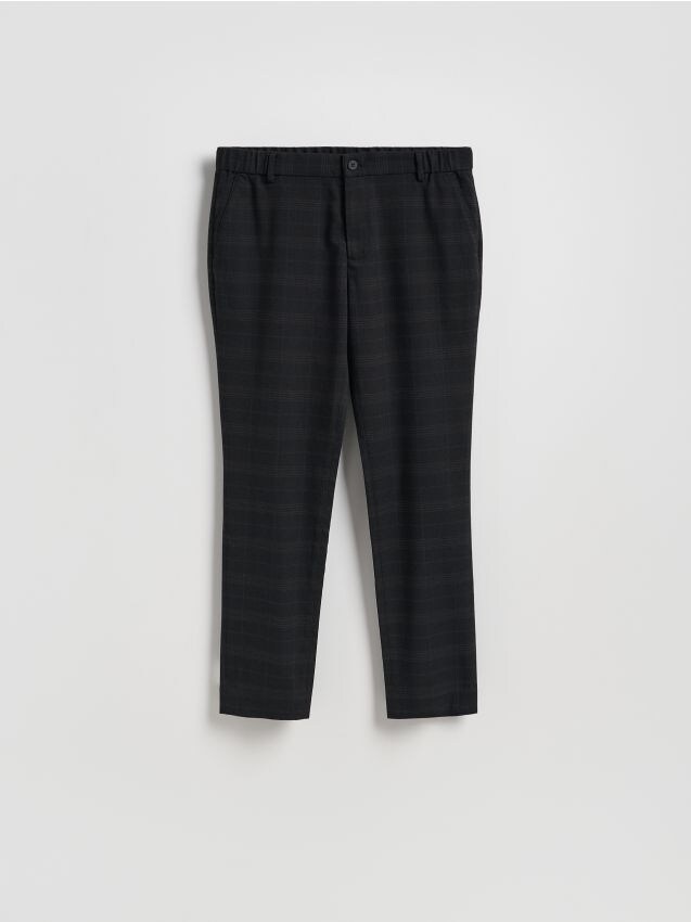 Reserved - Spodnie chino slim w kratę - czarny
