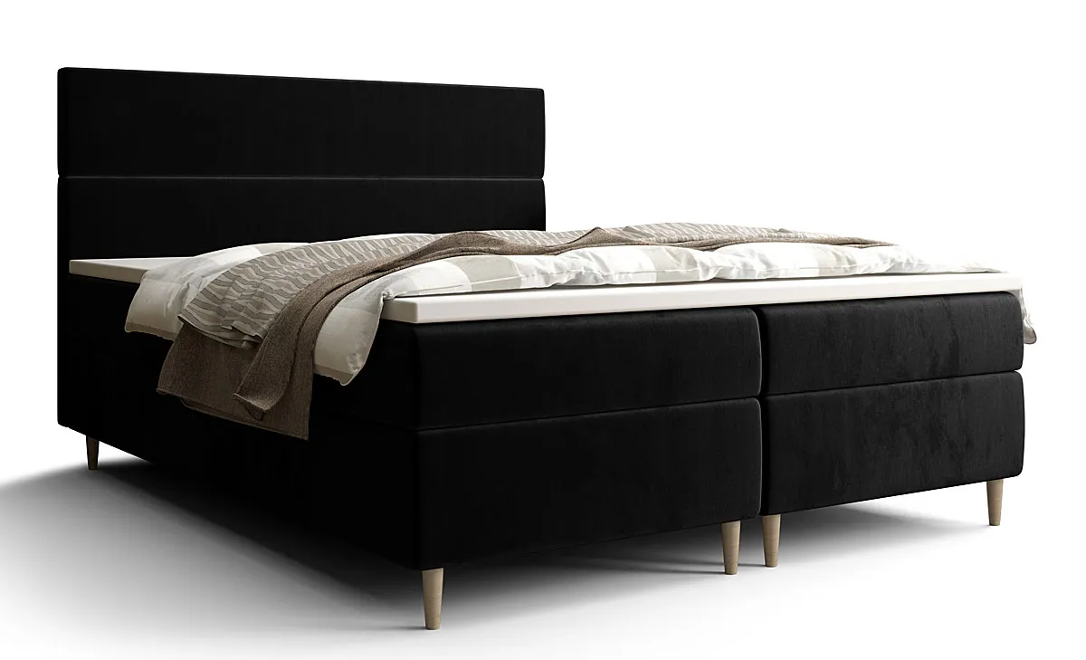 Czarne tapicerowane welurem łóżko 7 rozmiarów - Solvion