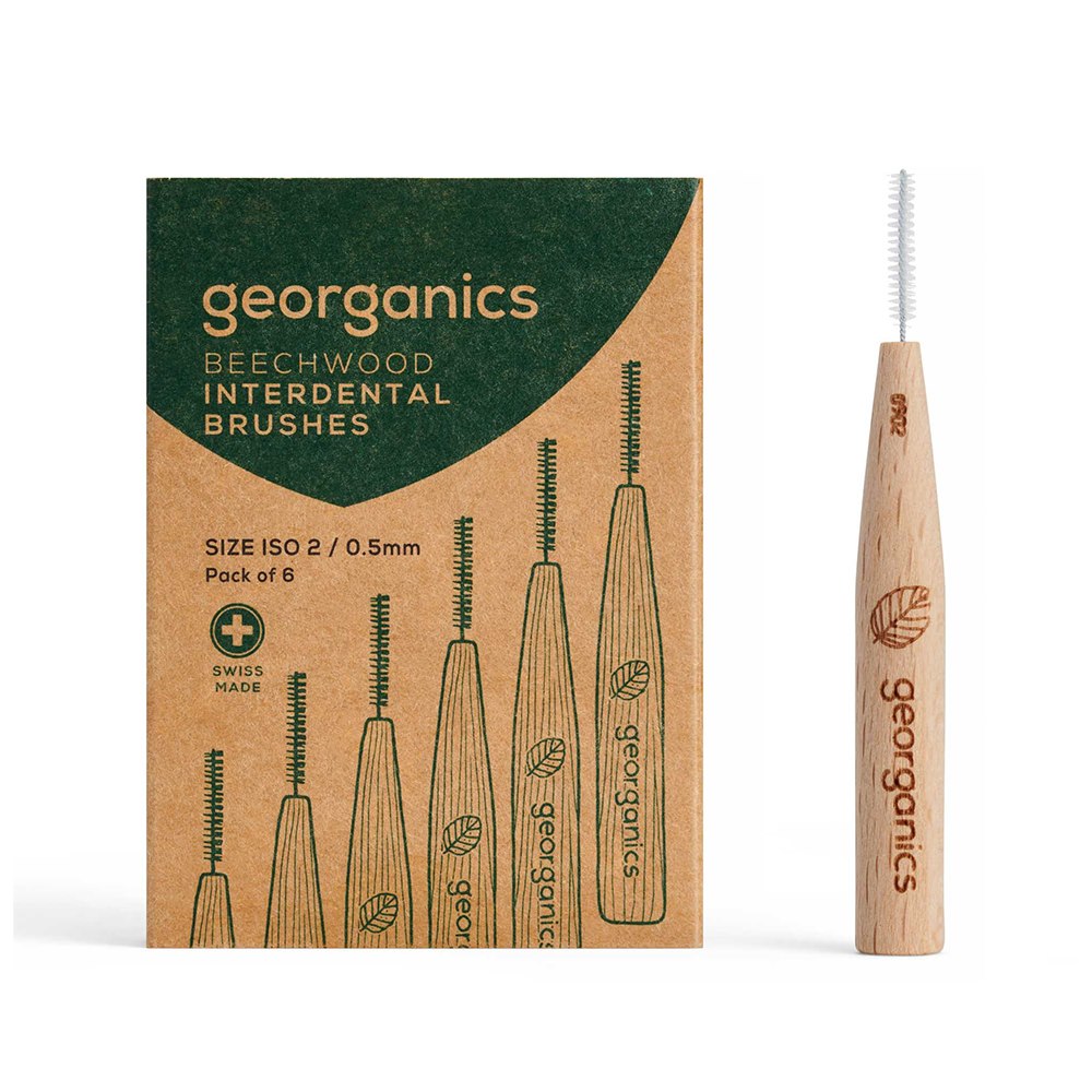 Georganics, Szczoteczka międzyzębowa z drewna bukowego, do wąskich przestrzeni (0,5 mm) 6 szt.