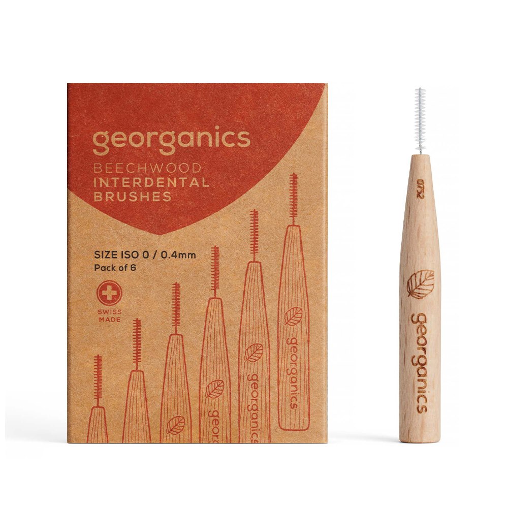 Georganics, Szczoteczka międzyzębowa z drewna bukowego, do wąskich przestrzeni (0,4 mm) 6 szt.