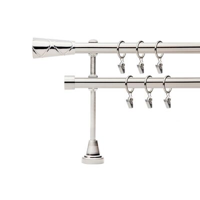 Karnisz podwójny metalowy Davi 19 mm 200 cm srebrny