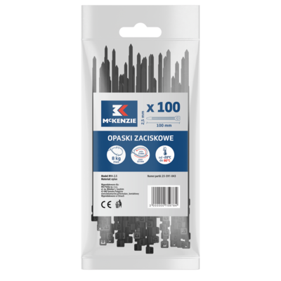 Opaska zaciskowa 100 x 2,5 mm czarna 100 szt. McKenzie