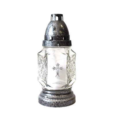 Znicz szklany 18,5 cm krzyż Z-04 mix