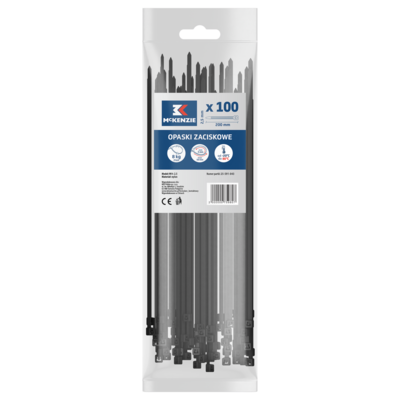 Opaska zaciskowa 200 x 2,5 mm czarna 100szt. McKenzie
