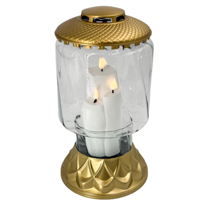 Znicz szklany Mito 18 x 34 cm 90 dni złoty / srebrny / czarny / biały