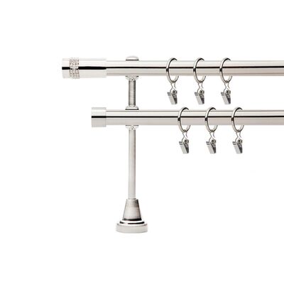 Karnisz podwójny metalowy Cylinder D. 19 mm 240 cm srebrny