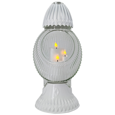 Znicz szklany Luksor LED 18 x 40 cm biały / czarny