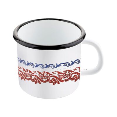 Kubek emaliowany prosty VerryMerry wzorek 550 ml biały