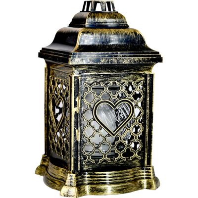 Znicz kapliczka ażurowa z sercem KAT 207 SE ZŁ 14,5 x 26 cm złoty