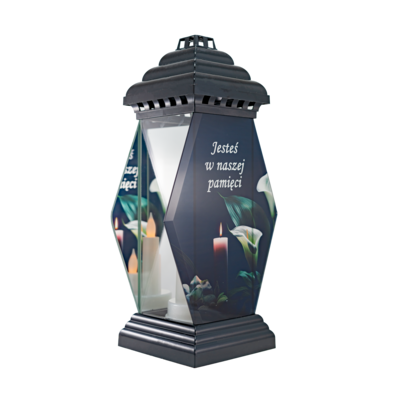 Lampion szklany LED kalie trzy świece 19,5 x 39,5 cm mix wzorów