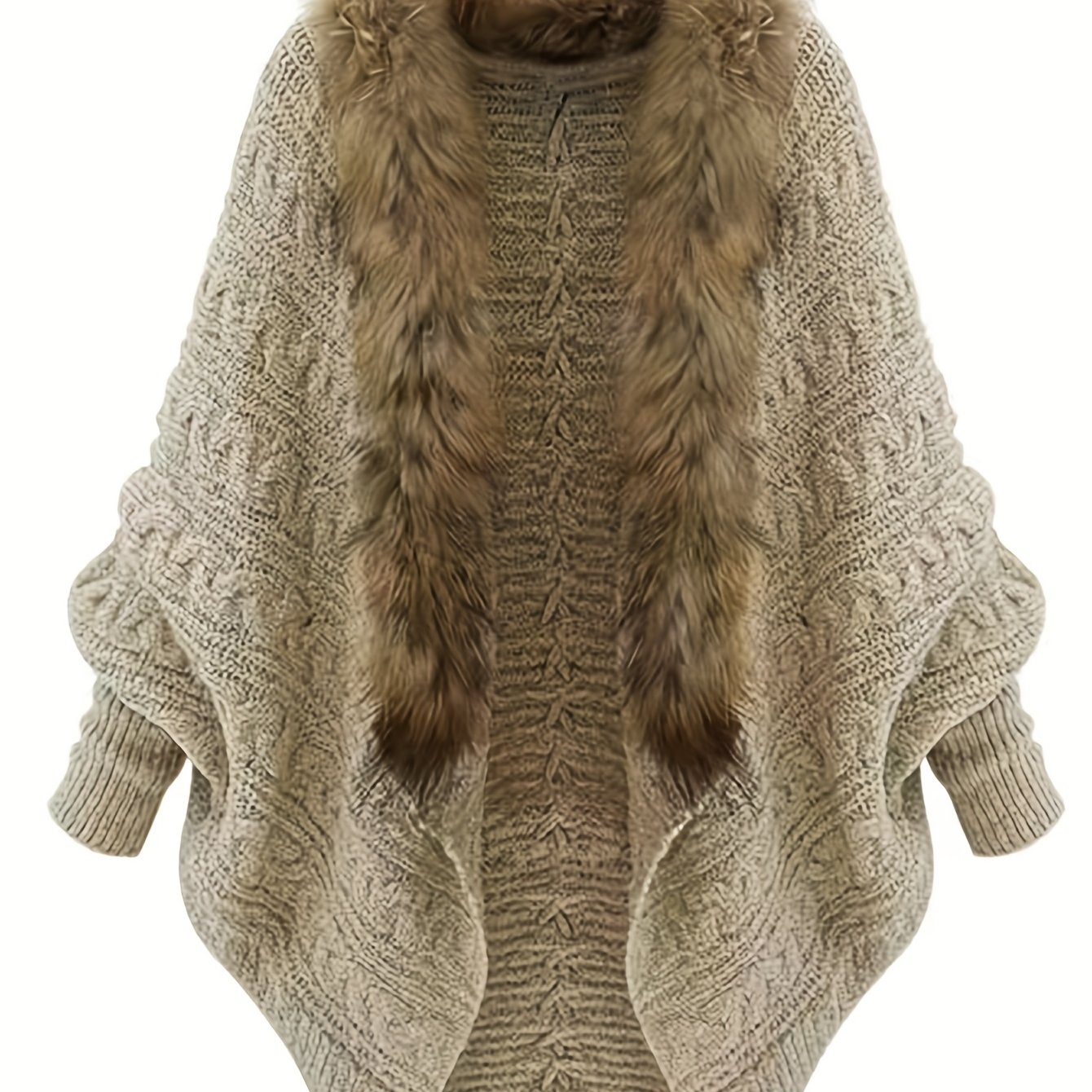 TEMU Kardigan w stylu western z długim rękawem i dekoltem w serek, z kołnierzykiem ze sztucznego Casualowy styl jesienno-zimowy z kontrastowymi