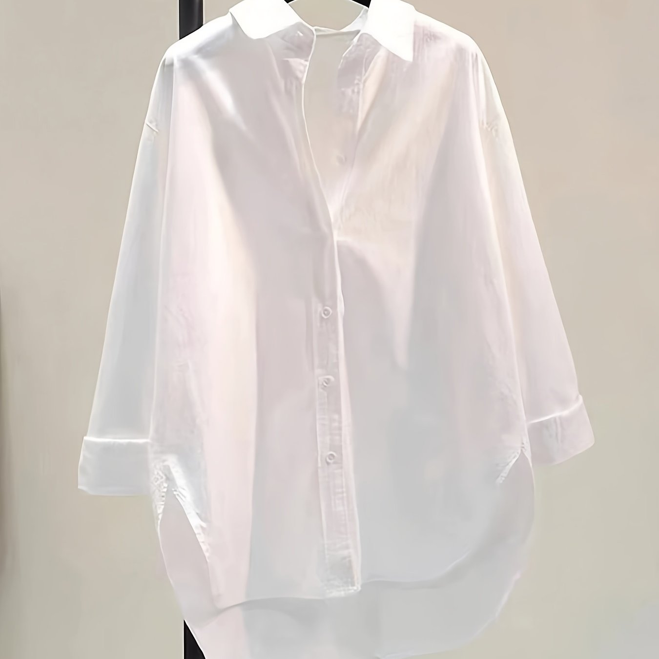 TEMU Damska Casualowa Koszula z Długim Rękawem, Luźna z Kołnierzykiem i Guzikami