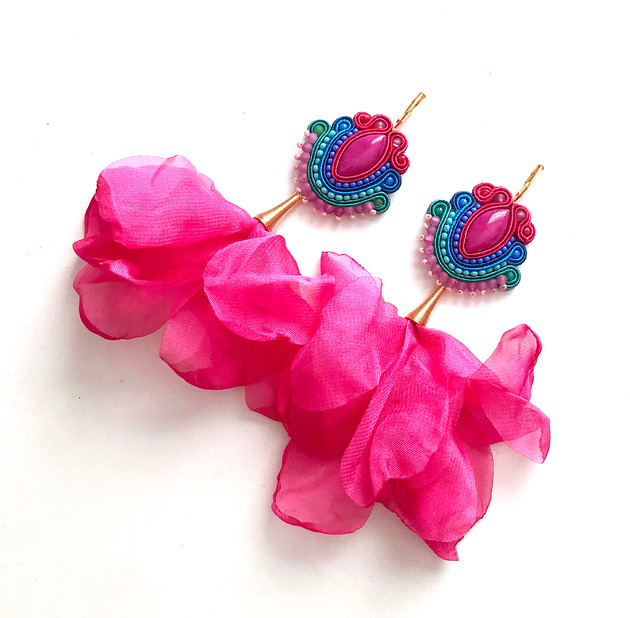 Sutaszowe kolczyki ADANA pink