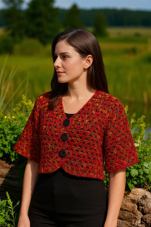 Sweter narzutka na szydełku Jesienny Koktajl