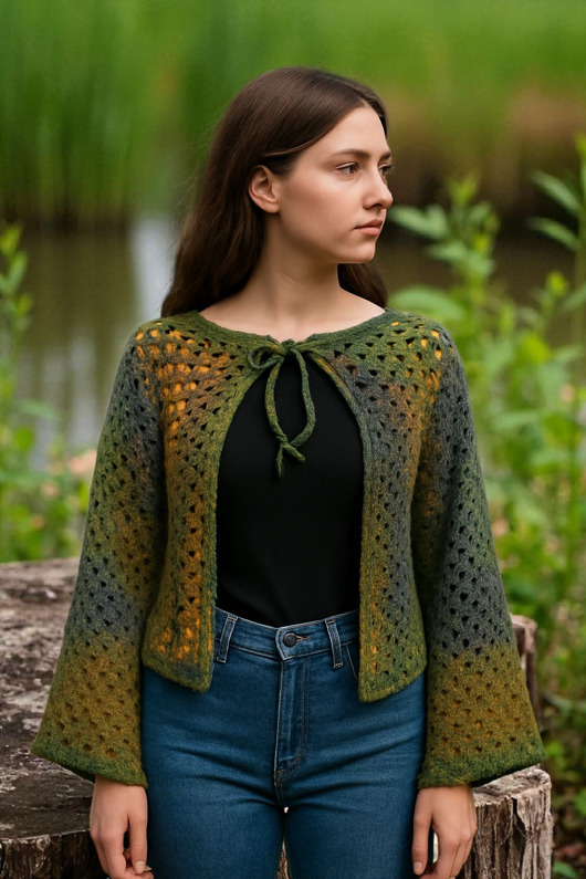 Sweter narzutka na szydełku Estońskie Wspomnienie