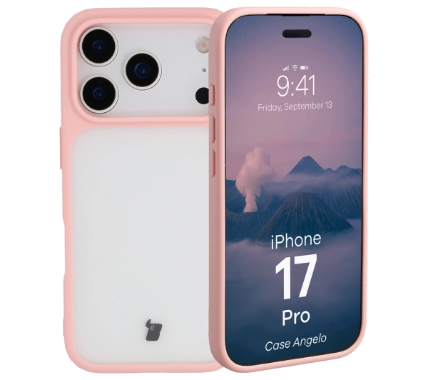 Bizon Angelo do Apple iPhone 17 Pro z różową ramką