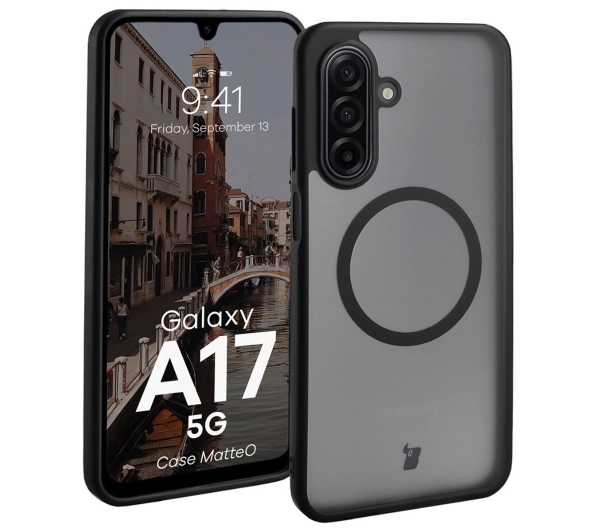 Bizon MatteO z MagSafe do MatteO Samsung Galaxy A17 5G Black Półprzezroczyste z czarną ramką
