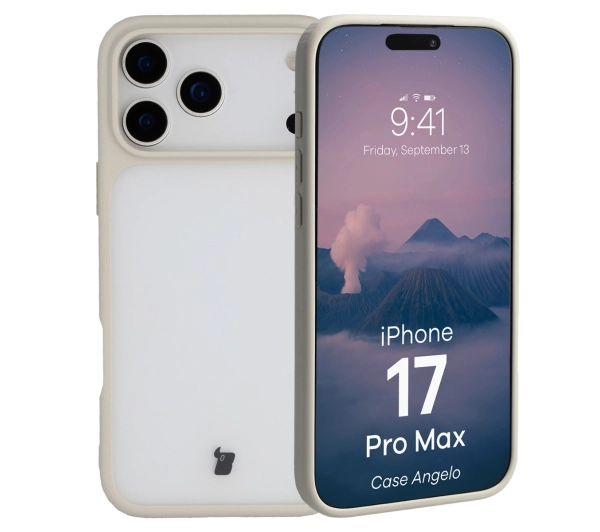 Bizon Angelo do Apple iPhone 17 Pro Max z beżową ramką