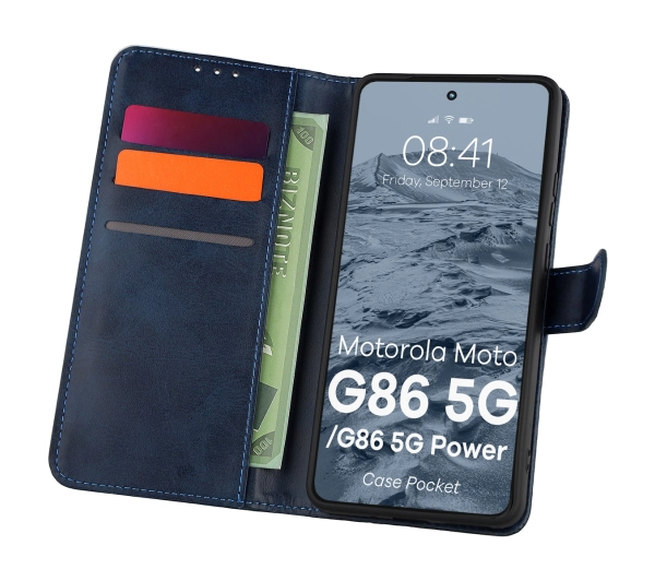 Bizon Case Pocket do Motorola Moto G86 5G/G86 5G Power 5G Niebieski