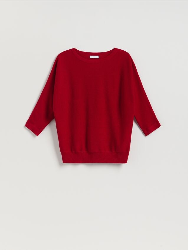 Reserved - Sweter z kimonowym rękawem - czerwony