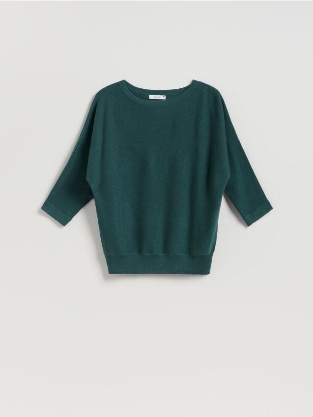 Reserved - Sweter z kimonowym rękawem - morski