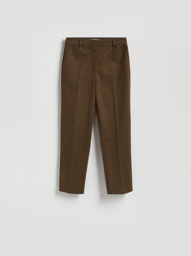 Reserved - Spodnie cygaretki - oliwkowy