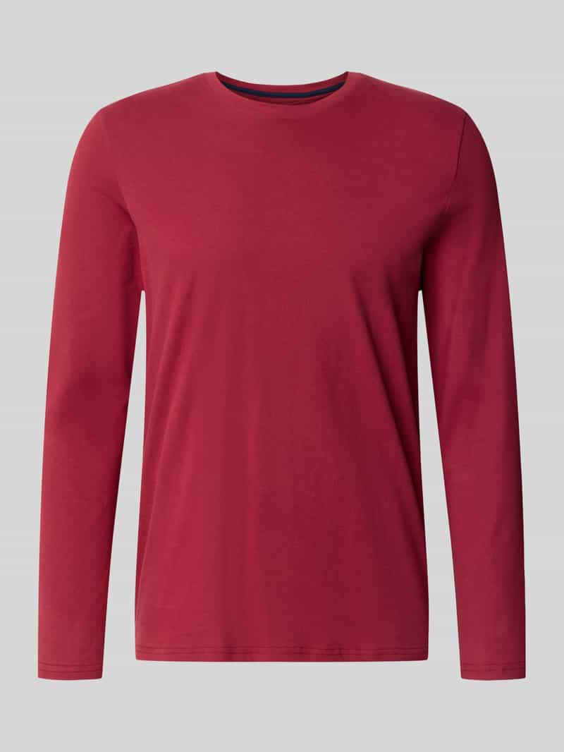 Bluzka z długim rękawem i prążkowanym, okrągłym dekoltem