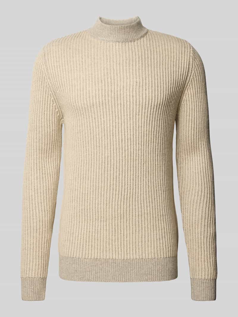 Sweter z dzianiny z prążkowanymi wykończeniami