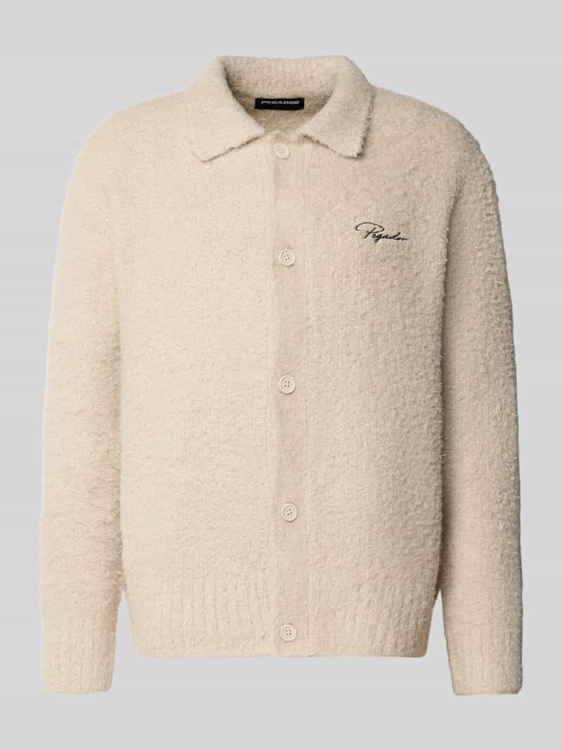 Kurtka z dzianiny z wykładanym kołnierzem i wyhaftowanym logo