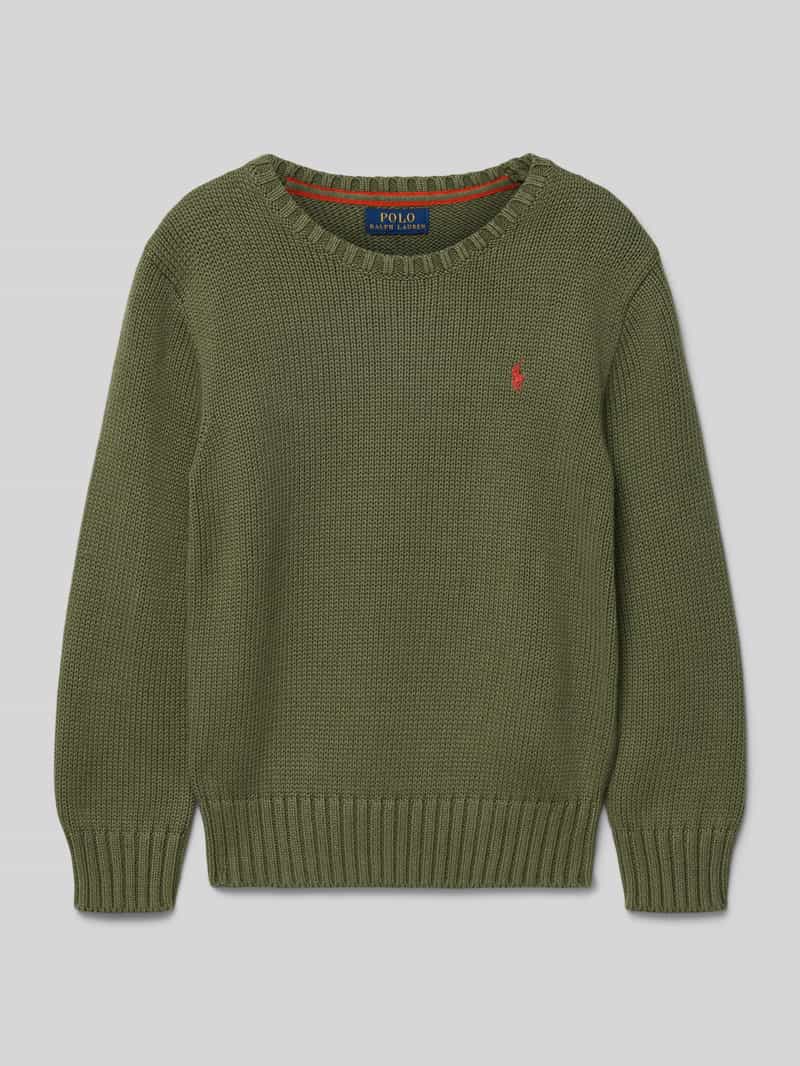Sweter z dzianiny z wyhaftowanym logo