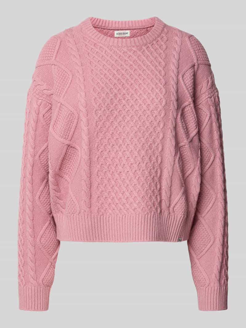 Sweter z dzianiny z fakturowanym wzorem i okrągłym dekoltem