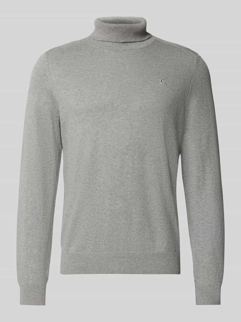 Sweter z wywijanym kołnierzem i wyhaftowanym logo