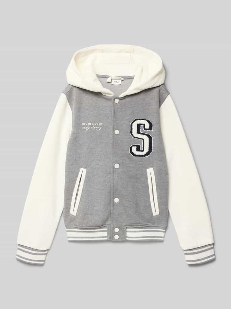 Bluza rozpinana o kroju regular fit w stylu college