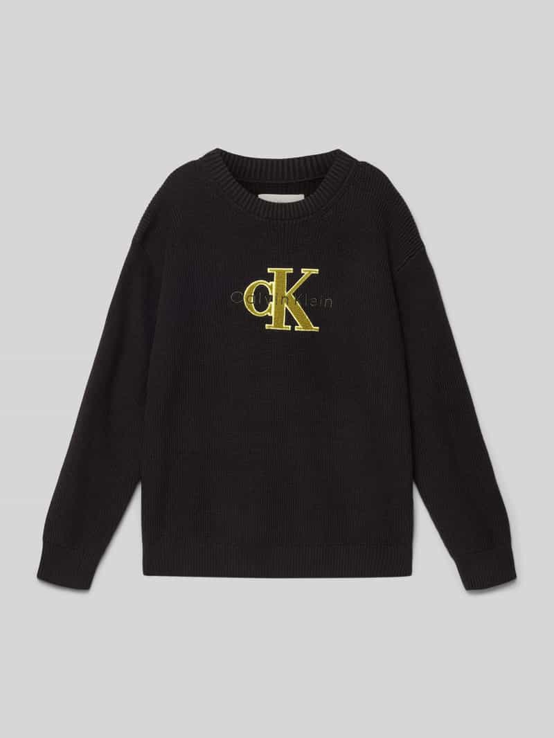 Sweter z dzianiny z prążkowanymi wykończeniami