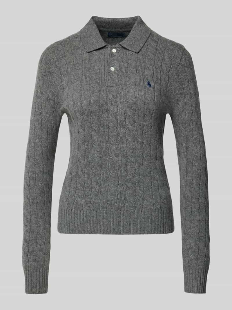 Bluzka z długim rękawem o kroju slim fit z mieszanki wełny z domieszką kaszmiru