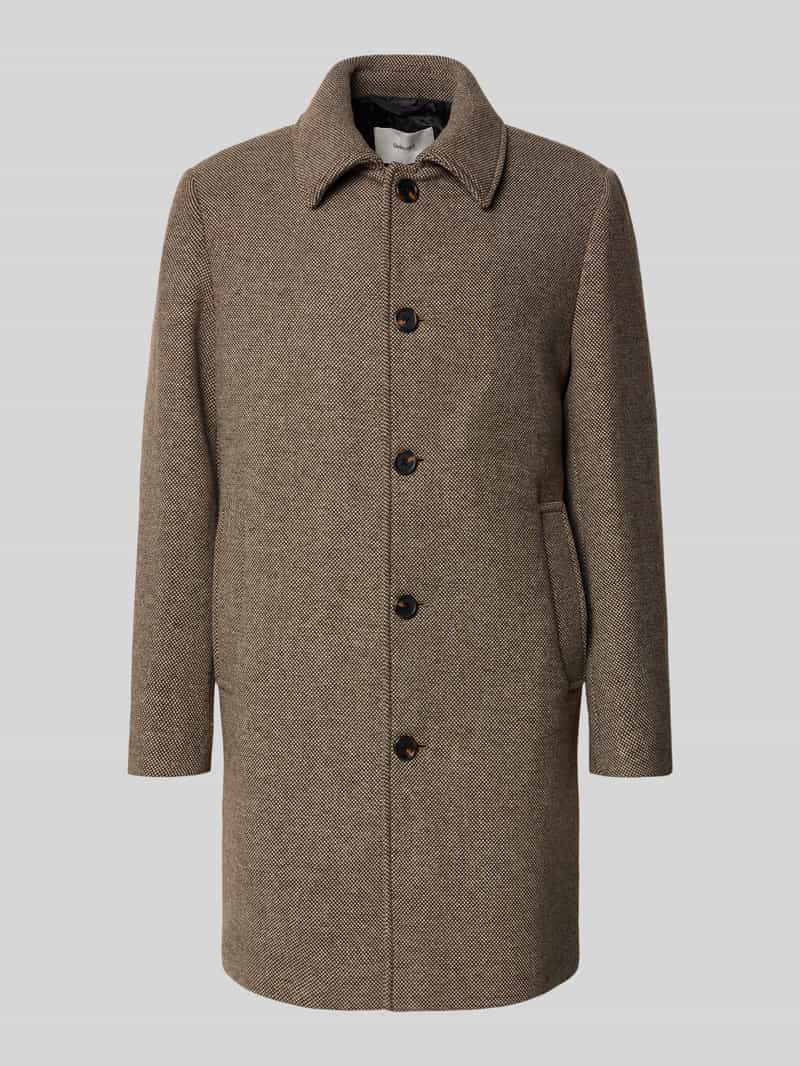 Płaszcz wełniany o kroju regular fit z wykładanym kołnierzem model ‘ARCHIVE’