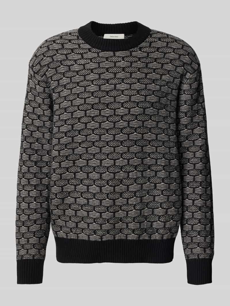 Sweter z dzianiny o kroju relaxed fit z mieszanki wełny model ‘KEITH’