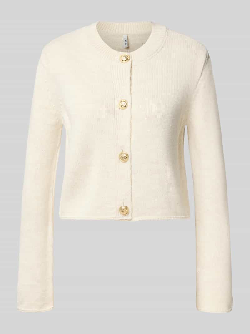 Kurtka z dzianiny o kroju relaxed fit z ozdobnym guzikiem model ‘TESSA’