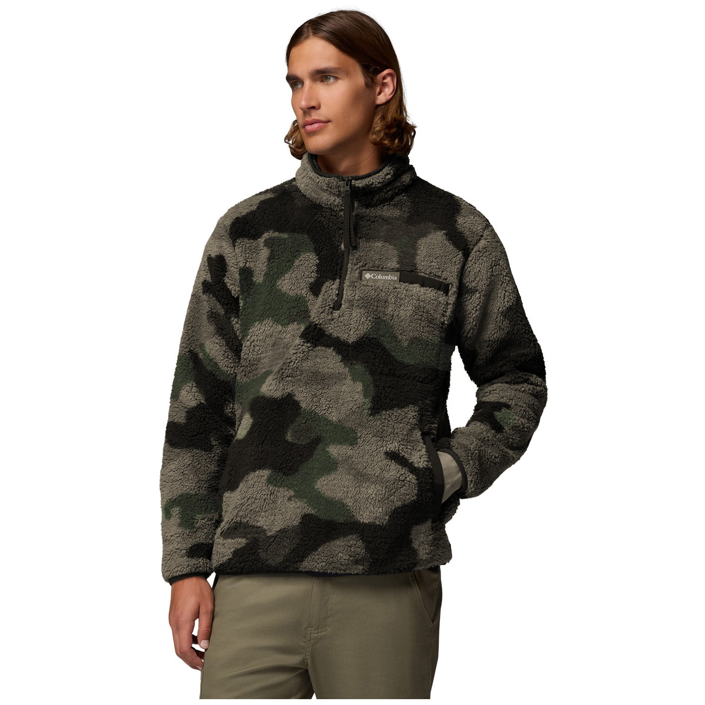 Męski sweter Columbia Rugged Ridge™ High Pile Half Zip Rozmiar: XXL / Kolor: zielony/czarny