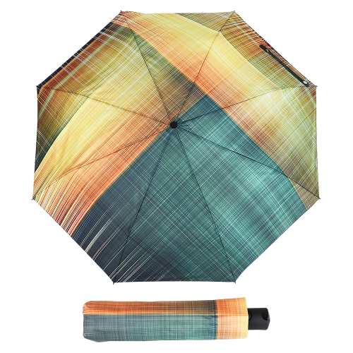 Parasol damski Doppler Carbonsteel Noble Check Gold automatyczny składany geometryczny wzór