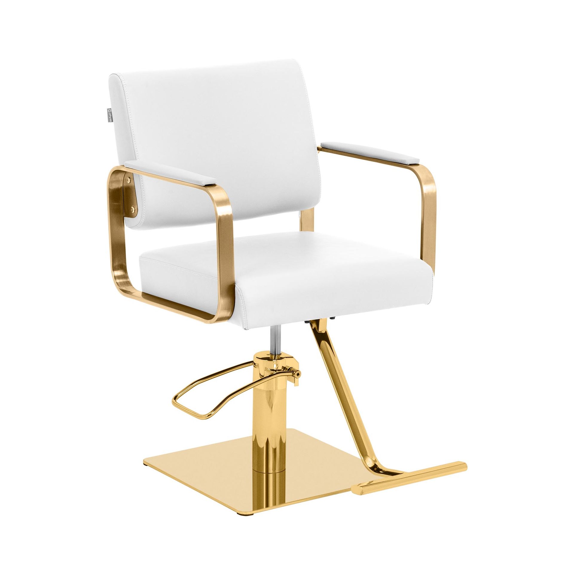 physa Fotel fryzjerski z podnóżkiem 50 66 cm 200 kg biały / złoty - Fotele fryzjerskie