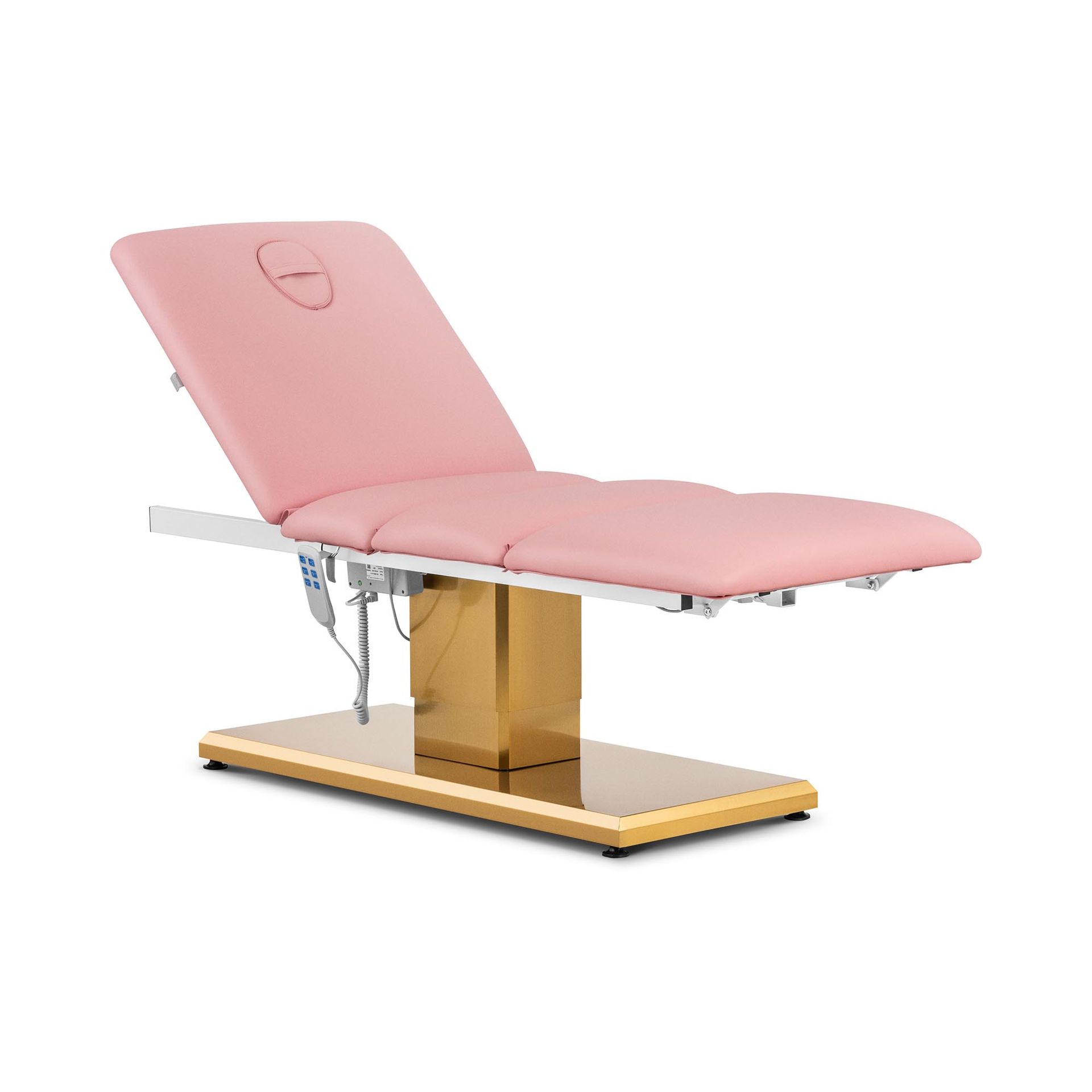 physa Fotel kosmetyczny elektryczny 3 silniki 300 W 190 x 65 x 60 76 cm 200 kg różowy / złoty - Fotele kosmetyczne
