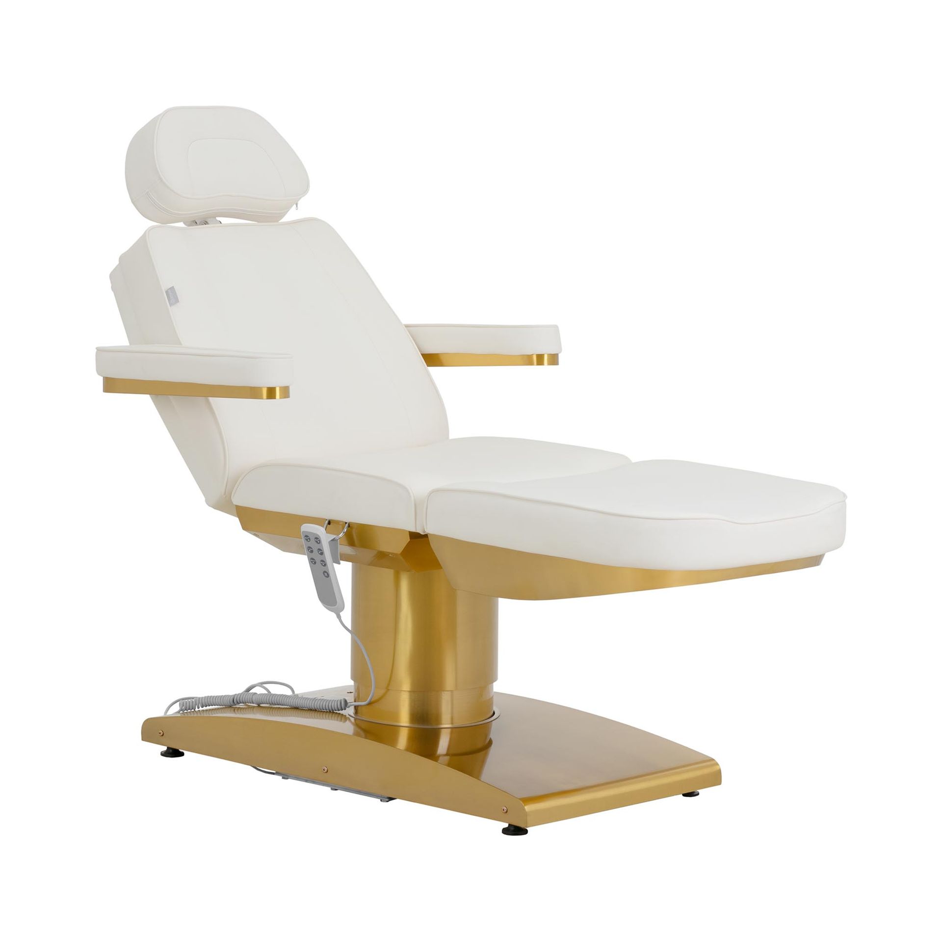 physa Fotel kosmetyczny elektryczny podgrzewany 3 silniki 300 W 195 x 60 x 62 82 cm 200 kg biały / złoty - Fotele kosmetyczne