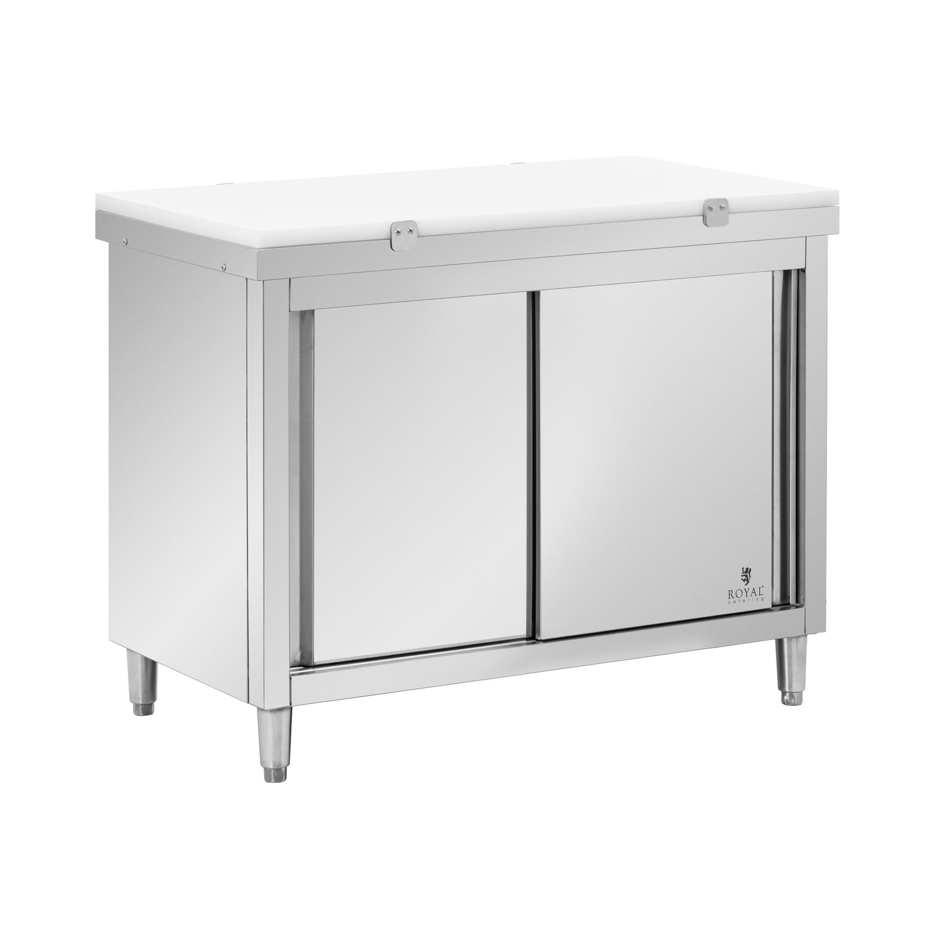 Royal Catering Stół roboczy z szafką ze stali nierdzewnej ECO 120 x 60 cm 500 kg deska do krojenia