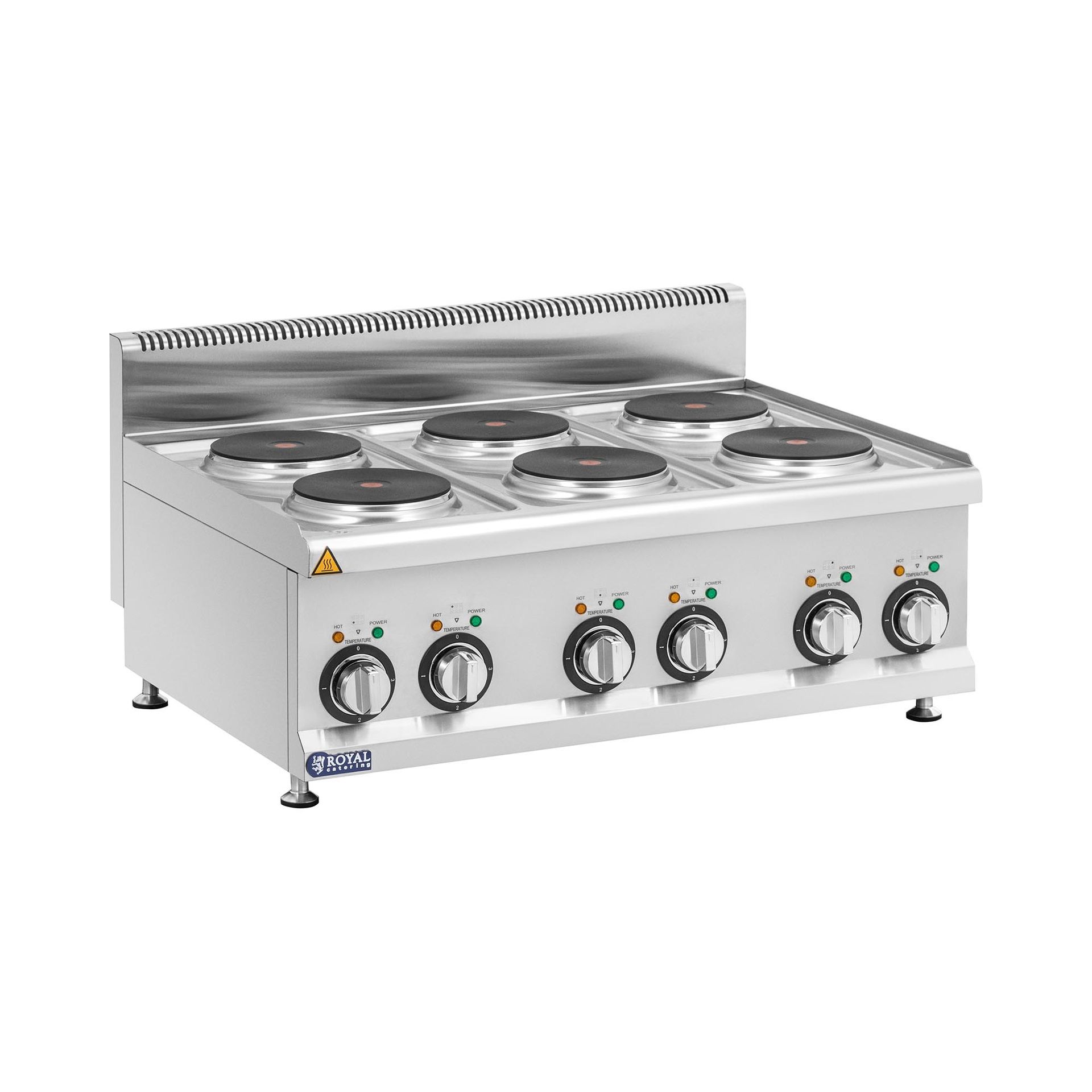 Royal Catering Kuchenka elektryczna gastronomiczna 12 kW 6 palników 90 x 65 cm Seria Pro 650 - Kuchenki elektryczne