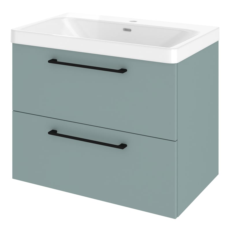 Szafka łazienkowa 2 szuflady + umywalka zestaw 76x49.7 cm Remix celadon mat Sensea