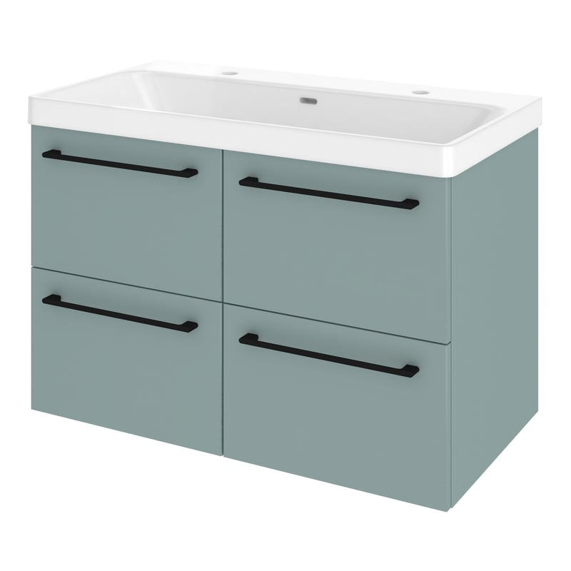 Szafka łazienkowa 4 szuflady + umywalka zestaw 91x49.5 cm Remix celadon mat Sensea