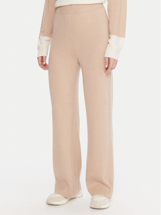 United Colors Of Benetton Spodnie dzianinowe 102HDF00Z Beżowy Wide Leg
