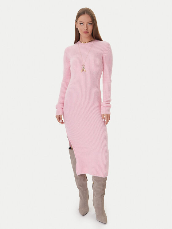 Patrizia Pepe Sukienka dzianinowa 2A2996 K294 Różowy Regular Fit