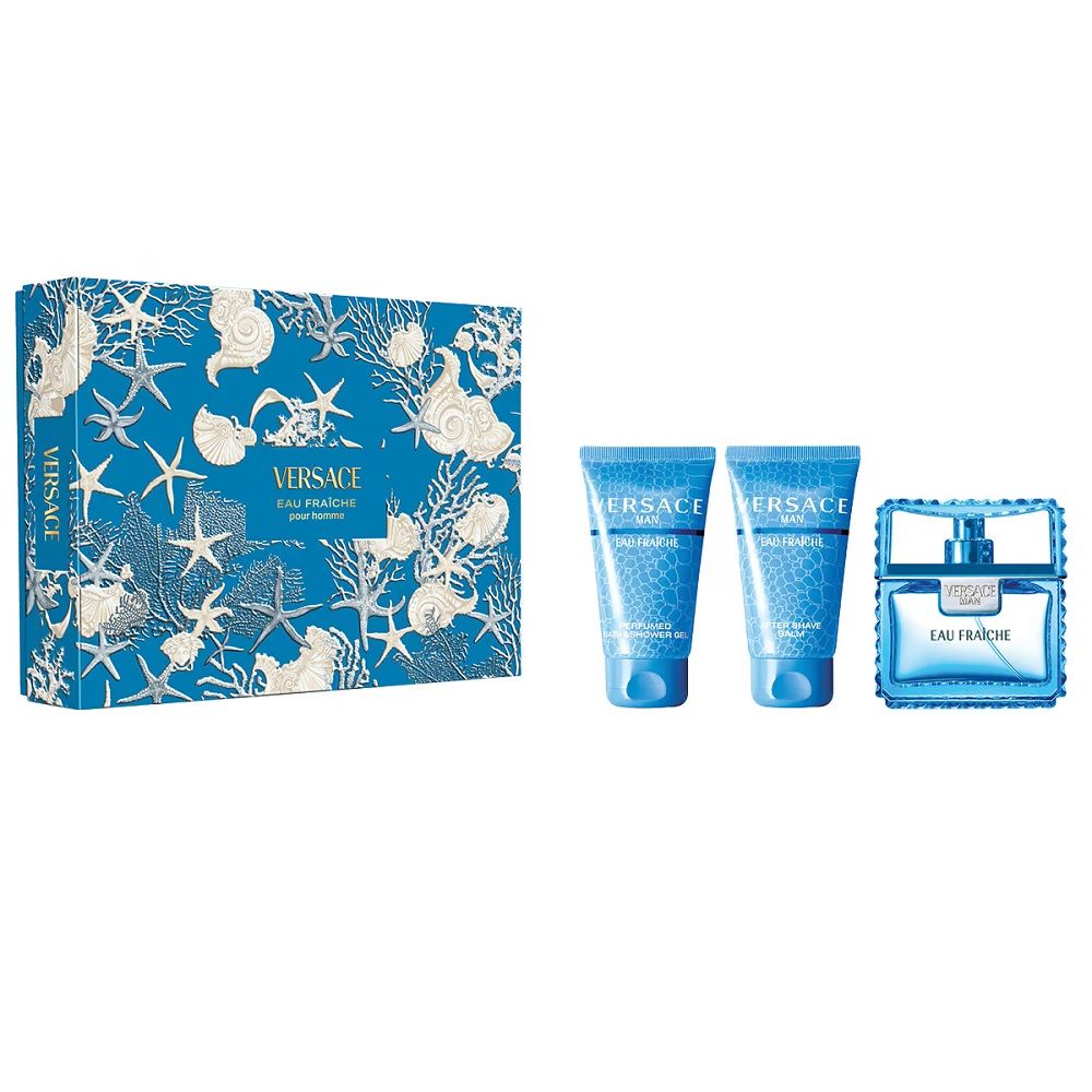 SET VERSACE Eau Fraiche EDT spray 50ml + SHOWER GEL 50ml + AS Balm 50ml